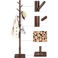 thumbnail image 5 of SONGMICS HOMEPerchero, Perchero de Madera Maciza, Perchero de Pie con 8 Ganchos para Abrigo, Sombrero, Bolso, Cartera, para Entrada, Pasillo, Ganchos y Mástil de Madera de Caucho, Dark Walnut, 5 of 5