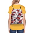 thumbnail image 5 of Wukai Lilies Flowers Waterproof Drawstring Backpack with Zipper Pocket,Large Foldable Gym Bag for Women and Men, Perfect for Sports, Yoga, and Travel, 5 of 8