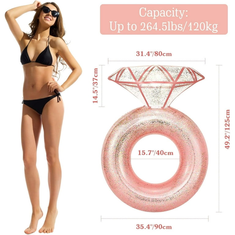 Giant Inflatable Diamond Ring Pool Float - 62 Inch PVC Ring For Adults & Kids