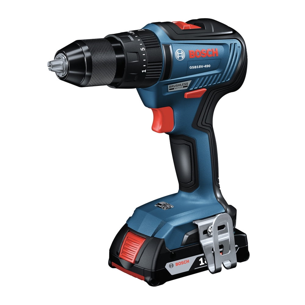 Restored Bosch GSB18V-490B12-RT 18V EC Brushless Lithium-Ion 1/2 in. Cordless Hammer Drill Driver Kit 2 Ah (Refurbished)