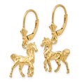 thumbnail image 2 of 14k Yellow Gold 3 D Leverback Horse Earrings Lever Back Drop Dangle Animal, 2 of 7
