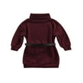 thumbnail image 4 of Robe Chandail pour Bébés Filles Hiver Automne Col Roulé Manches Longues Tricotée avec Ceinture Verte 6-7 Ans, 4 of 7