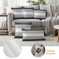 thumbnail image 6 of Black Grey Stripe Outdoor Waterproof Pillow Covers, Modern Art Horizontal Striped Decorative Square Throw Pillowcase Sofa Cushion Sham for Patio/Couch/Chair, 24"x24" 2 Pack, 6 of 8