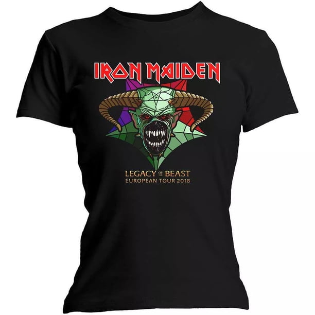 Iron Maiden - Camiseta Legacy Of The Beast Tour para Mujer (Negro)