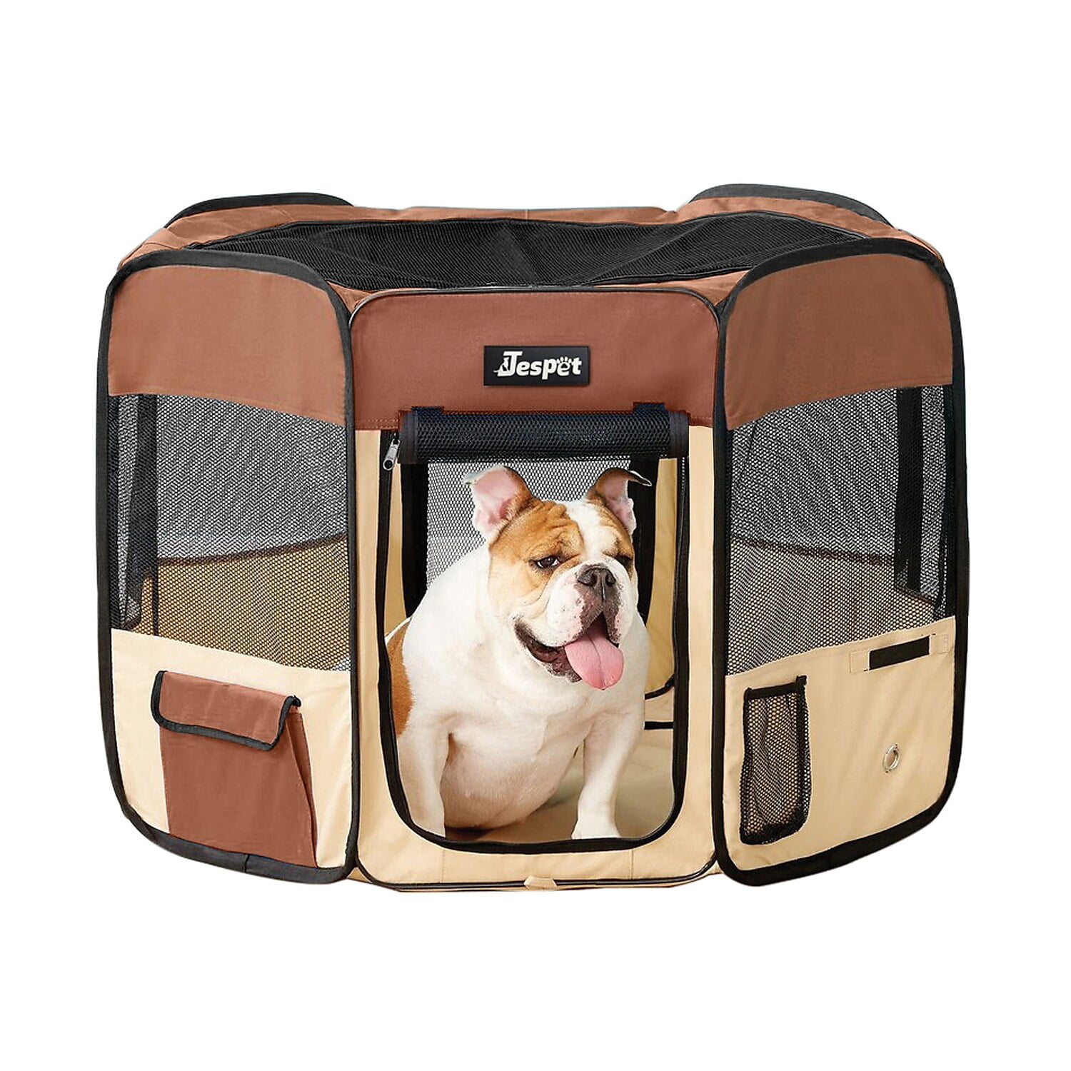 212 Main PPP-36CF 36 in. Soft Pet Playpen, Brown & Beige - Small