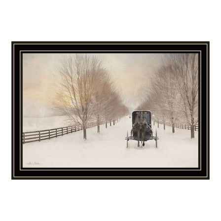 Trendy Decor 4U Snowy Amish Lane Black Framed Wall Art for Living Room, Bedroom Wall Art Print for Home Decor by Lori Deiter
