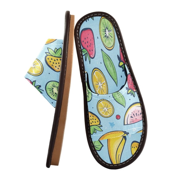 Unisex Travel Sandals House Slippers Includes Free Storage Bag for Hotel, Travel, Home Cute Fruits