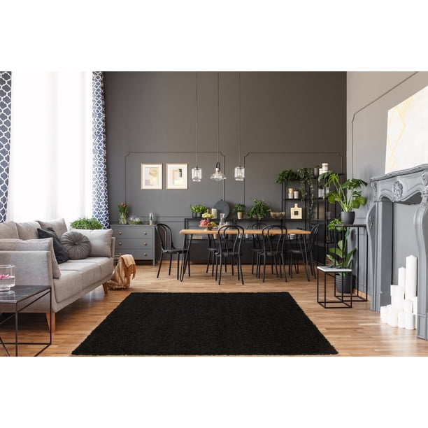 L Baiet Alora Black Shag 5 X 7 Rug Walmart Com Walmart Com