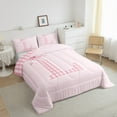 thumbnail image 3 of Manfei Bow Plaid 2pcs Bedding Comforter Set,Personalized Initial Twin Comforter Sets,Dreamy Princess Breathable Bedding Set,Lightweight Geometric Room Decor,Reversible, 3 of 8