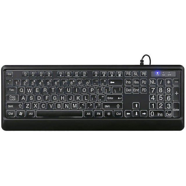 Teclado retroiluminado de lujo, teclas contrastantes y juego de luces LED blancas brillantes