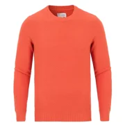 Gant Rugger Men's Solid Textured Crew Sweater (84232), Sunset Orange, Medium