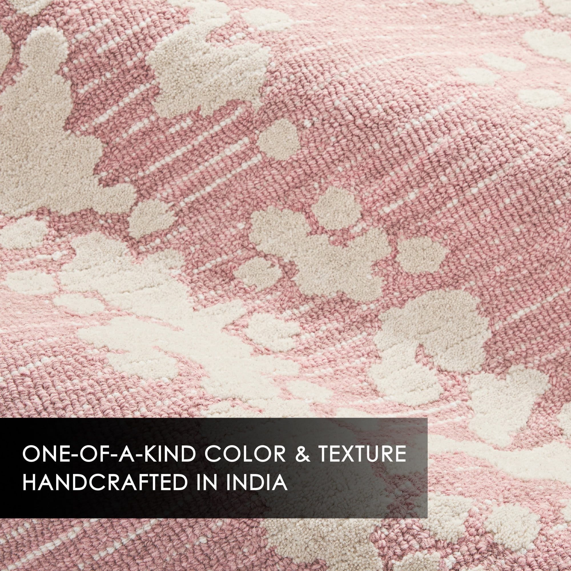 NICOLE MILLER NEW YORK Mod Weave Abstract Knotted Texture Handcrafted Area Rug, 100% Wool Rug, Rose, 5'x7’
