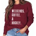 thumbnail image 2 of Sudadera de cuello redondo para mujer, manga larga, corte holgado, estampado de letras, color rojo vino, talla S, primavera/otoño, 2 of 5