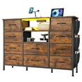 thumbnail image 6 of Eunon Dresser TV Stand with 10 Drawers for 55" TV Stand with LED Lights & Power Outlets Wide Dresser with Shelves & Side Pockets for Bedroom , Rustic, 6 of 9