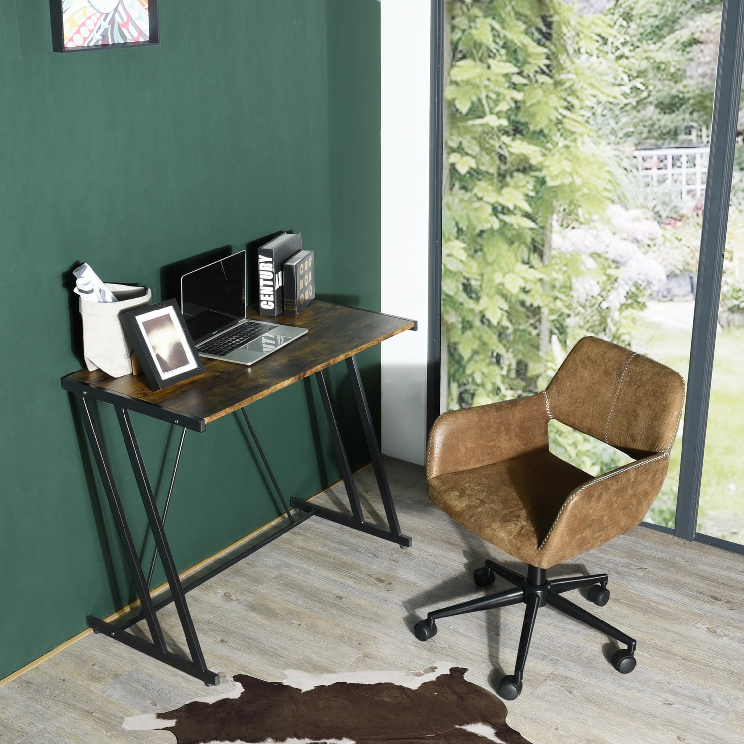 Kepooman Computer Desk Home Office Desk, Industrial Desk Study Writing Table PC Gaming Desk for Home Office Workstation Bedroom, Walnut Color Kepooman Computer Desk Home Office Desk, Industrial Desk Study Writing Table PC Gaming Desk for Home Office Workstation Bedroom, Walnut Color