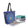 thumbnail image 2 of Open Top Canvas Tote Bag with Zipper Reusable Shopping Bag 13.5x15" Roomy Carryall Blue Kaleidoscopic Pattern, 2 of 9