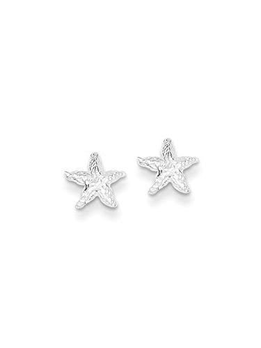 Matte Surface Cartoon Cute 925 Sterling Silver Starfish Stud Earrings Mini Little Starfish Stud Earring A