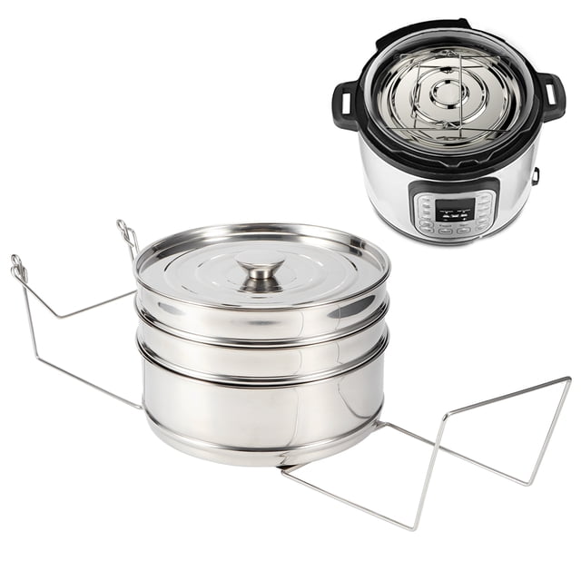 Cergrey Food Steamer,Stackable 3 Tier Stainless Steel Steamer Cooker Pot Set Cook Food Pressure Pot Accessories,Pressure Pot Accessories