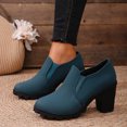 thumbnail image 5 of Pandaie Women's Platform Ankle Boots Chunky High Heel Slip on Short Booties Office Business Formal Fall Winter Dress Shoes Green 6, 5 of 9