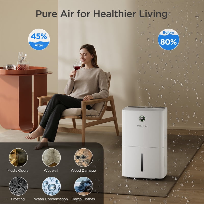 150 pt. 5000 sq. ft. Dehumidifier with Pump, 3-Modes, 24-Hour Timer, and Auto Defrost