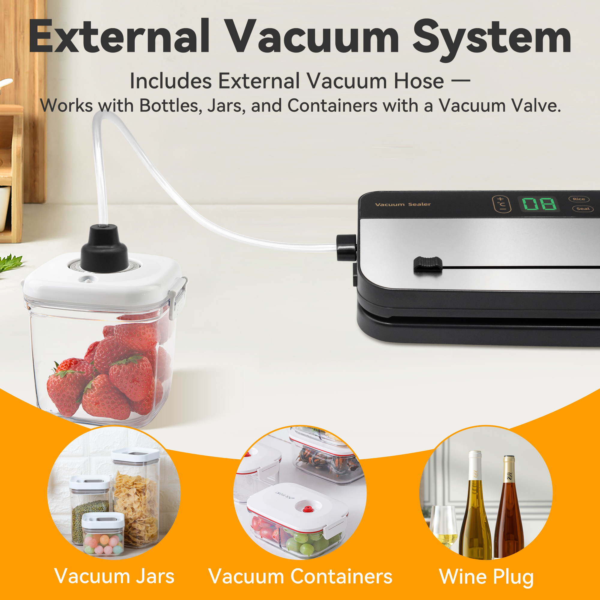 Food Vacuum Sealer Machine with 30 Vacuum Bags, 6 in 1 Rechargeable Vacuum Sealer with Dry & Moist Food Modes, Built-in Cutter, Detachable, Compact Food Sealer for Kitchen Travel Fridge Meal Prep