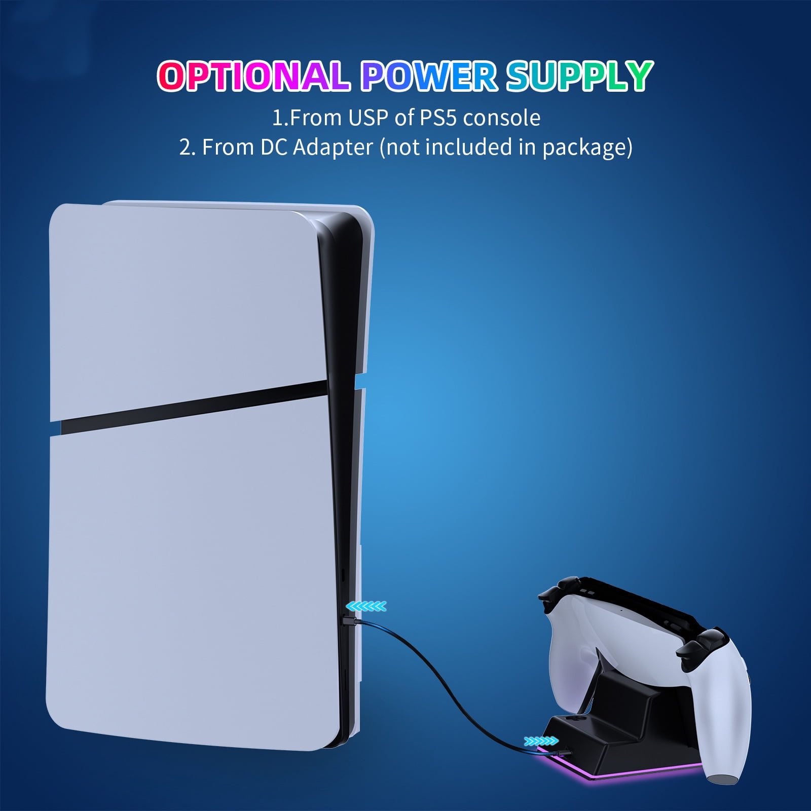 Charging Dock for Playstation Portal Remote Player, with 5 RGB Light Modes and Type-C Cable,PS5 Portable Accessories