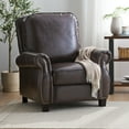 thumbnail image 3 of Cecilia Contemporary Faux Leather Pushback Recliner with Nailhead Trim, Brown and Dark Brown, 3 of 11