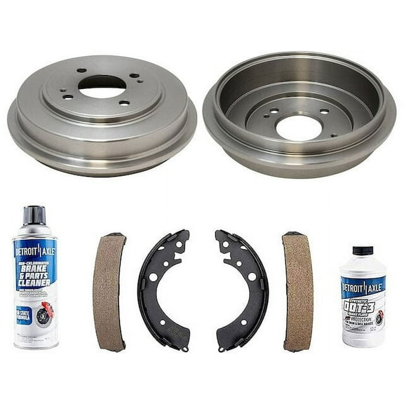 Rear Brake Pad Set and Brake Drum Kit - Compatible with 2001 - 2005 Honda Civic 2002 2003 2004
