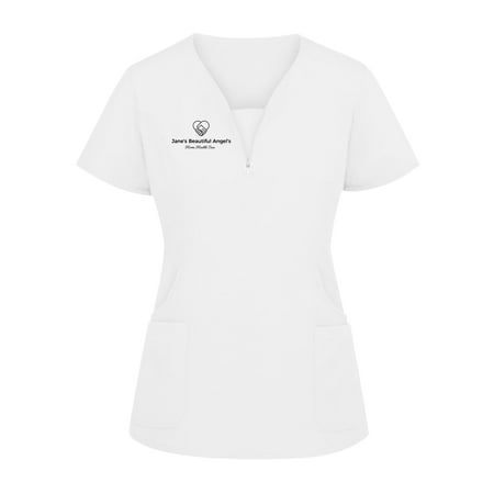 

QAZXD Women s Polyster Uniform Daily Stretch V Neck Stretch Medical Scrub Top with Two Pockets