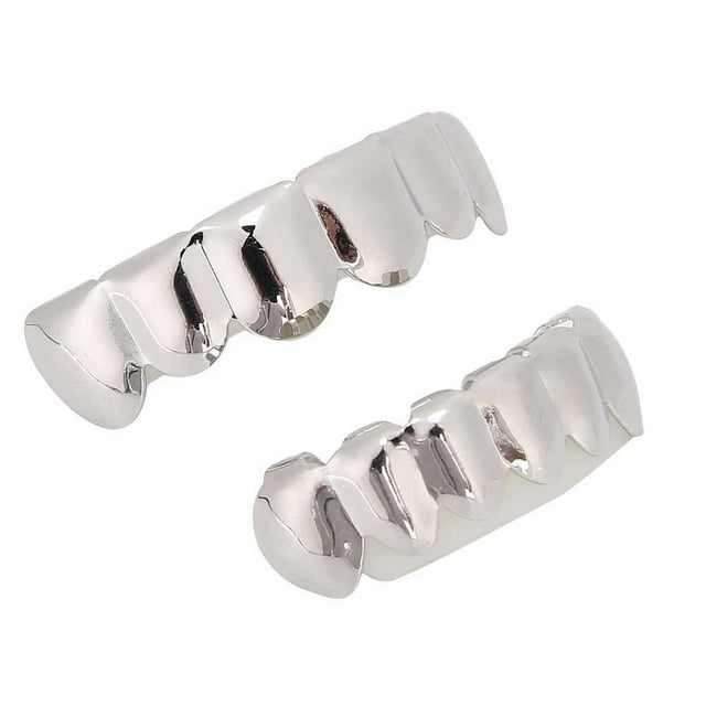 Dioche Teeth Set,Brass Teeth,Shiny Teeth Hip Hop Prop Teeth Accessory Decoration For Party Gift