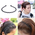 thumbnail image 2 of Men's Slicked Back Headband, Outdoor Sports Fashion Pigtail Hair Band/Never Paint-shedding Metal Head Buckle Clip for Mens Long Hair, Braid and other Hair Styles - Small Wave, 2 of 5