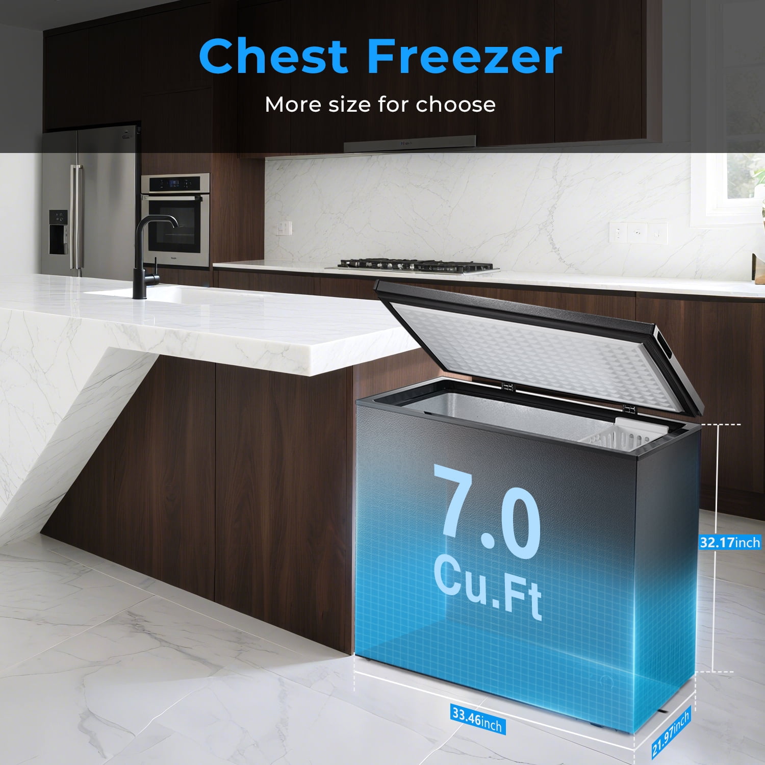 WAA 7 cu.ft. Chest Deep Freezer with Adjustable Temperature