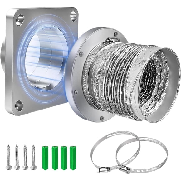 Dryer Magnetic Vent Connector - Exhaust Hose Attachment - Magnetic Dryer Vent Coupling - for Indoor Outdoor Home Garage and RV Laundry Use