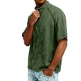 thumbnail image 4 of Mens Quarter Zip Pullover Vintage Distressed Stand Collar Polo Denim Sweatshirts Loose Casual Mock Neck Golf Shirts (Army Green,M), 4 of 8