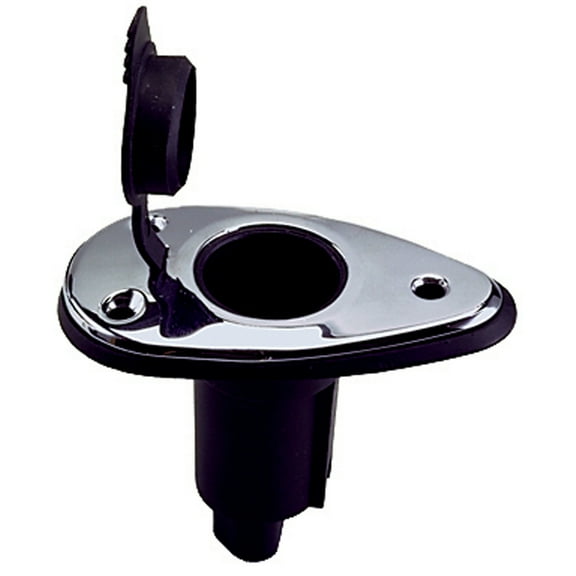 Perko 1048P00DP Chrome-Plated 2-Pin Plug-In Light Base with 5° Rake - 3.5" x 2" Base