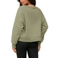 thumbnail image 3 of ATHLECHIC Cropped Sweatshirt for Women Crewneck Fleece Pullover Tops Oversized Sweater Fashion Fall Outfits S Army Green, 3 of 5
