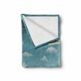 thumbnail image 2 of Travel Soft Flannel Fleece Throw Blanket, Nostalgic Tropical Summer Season Backdrop on Vintage Card Stamp Travel Print, Cozy Plush for Indoor and Outdoor Use, 70" x 90", Sand Brown Teal, by Ambesonne, 2 of 6