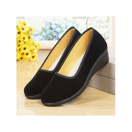 

UKAP Women Dress Pumps Slip On Wedges Pointed Toe Wedge Shoes Non-Slip Womens Comfort Fashion One Heel 4.5