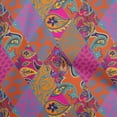 thumbnail image 1 of oneOone Cotton Silk Orange Fabric Asian Paisley Craft Projects Decor Fabric Printed By The Yard 42 Inch Wide, 1 of 4