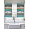 thumbnail image 5 of Coastal Style Sheer Curtains 45 inches Long 2 Panels Set Vintage Green Brown Stripes Wood Grain Tiers Sheers Rod Pocket Small Window Short Curtains for Kitchen Cafe, Each 52" W x 45" L, 5 of 7