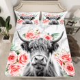 thumbnail image 2 of jejeloiu Cute Highland Cow Twin Sheet Sets,Pink Flower Twin Fitted Sheet,Rustic Farmhouse Cabin Flat Sheet,Super Cozy Room Decor,3pcs, 2 of 7