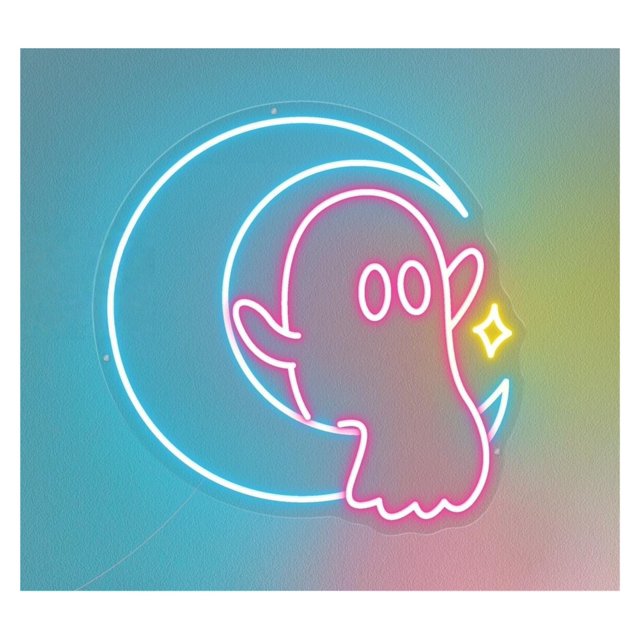Letrero De Neón Luna Fantasma, Ideal Para Halloween, Perfecto Para Decorar La Pared Tu Habitación, El Dormitorio 50cm