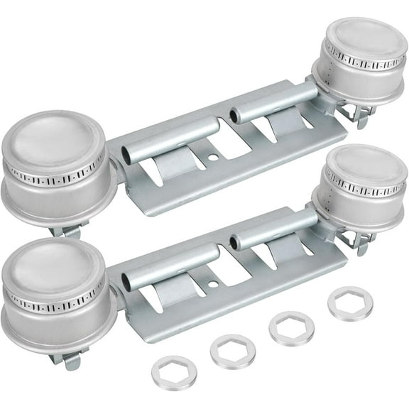 Feikeer 2 Pcs Double Burner Kit WB16K10026 WB29K17 Gas Range Double Burner Assembly Replace 11.8" Silver