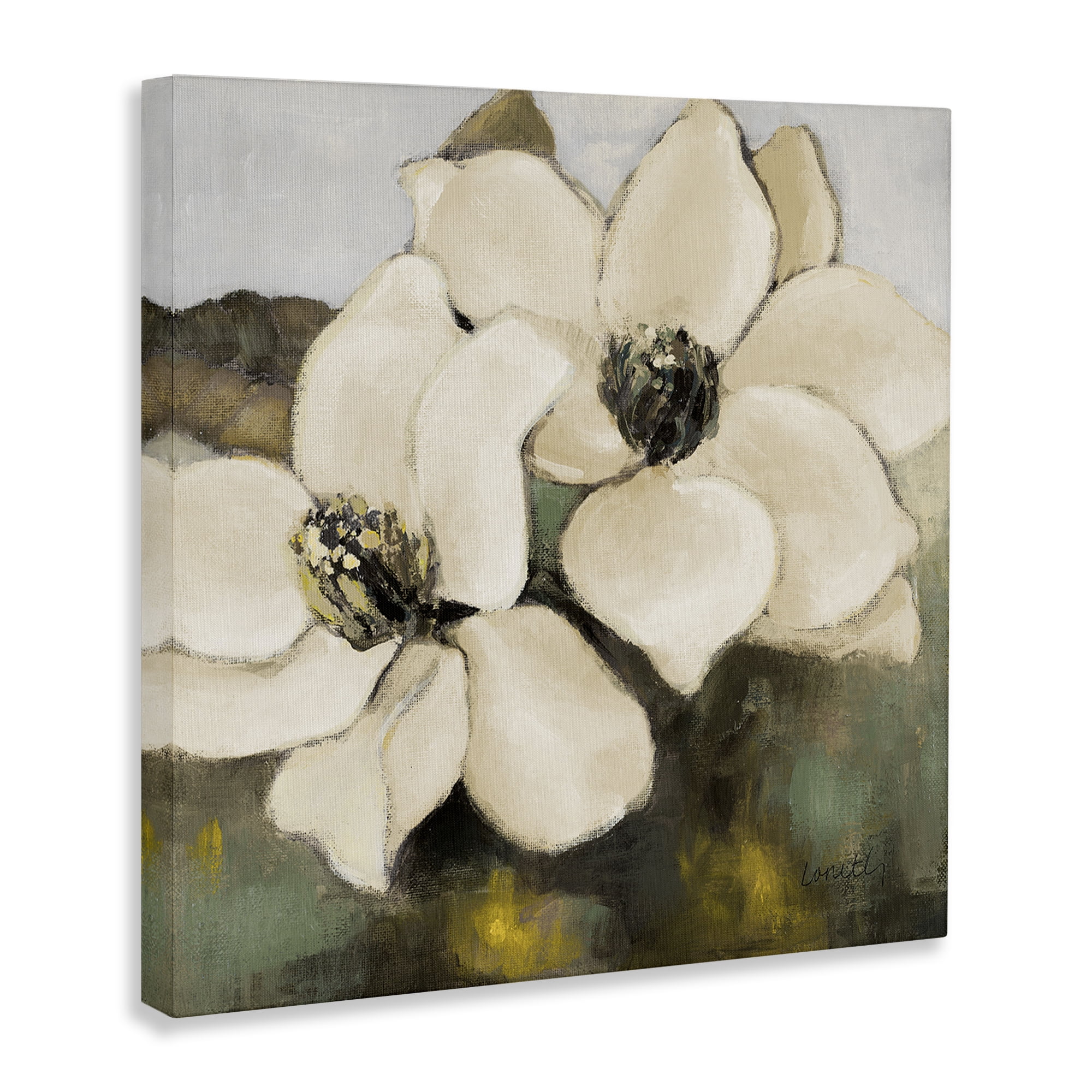 Stupell Industries Magnolia Blossom Duo Botanical & Floral Painting Gallery Wrapped Canvas Art Print Wall Art, 36 x 36