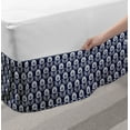 thumbnail image 2 of Vintage Bed Skirt, Folkloric Inspired Floral Pattern of Monochrome Botanic Flowers, Elastic Bedskirt Dust Ruffle Wrap Around for Bedding Decor, 4 Sizes, Dark Violet Blue White, by Ambesonne, 2 of 2
