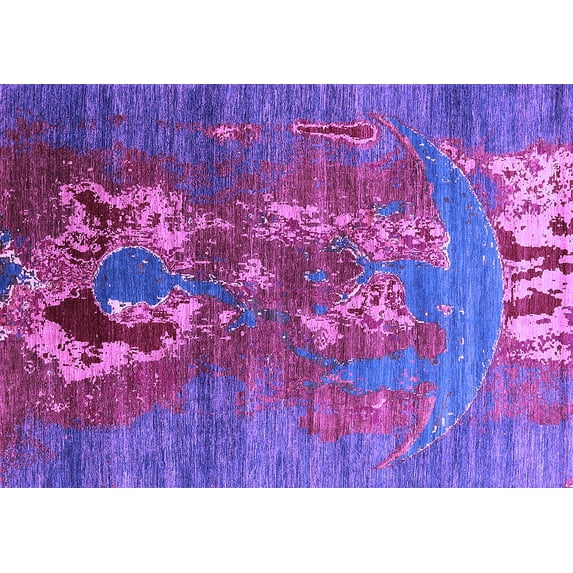 Ahgly Company Indoor Rectangle Oriental Purple Industrial Area Rugs, 7' x 9'
