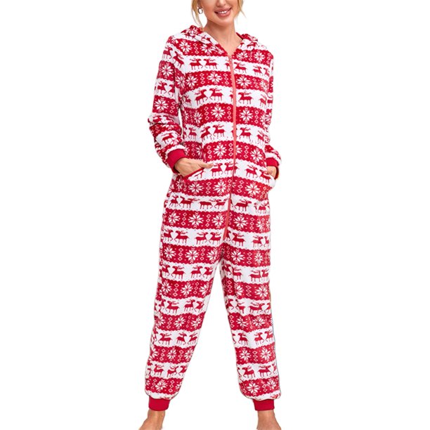 Txlixc Camisón de Navidad femenino con capucha y cremallera de manga larga Txlixc moda