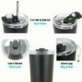thumbnail image 3 of DRINCO 20 oz Stainless Steel Tumbler With Straw & Spill Poof Flip Lid, Vacuum Insulated Travel Mug, For Hot & Cold Drinks, Black, 3 of 6
