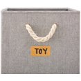 thumbnail image 4 of [Set of 3] Foldable Fabric Storage Cube Bins with Cotton Rope Handle, Collapsible Resistant Basket Box Organizer for Shelves, Closet, and More – Gray 33 x 33 x33 cm, 4 of 8