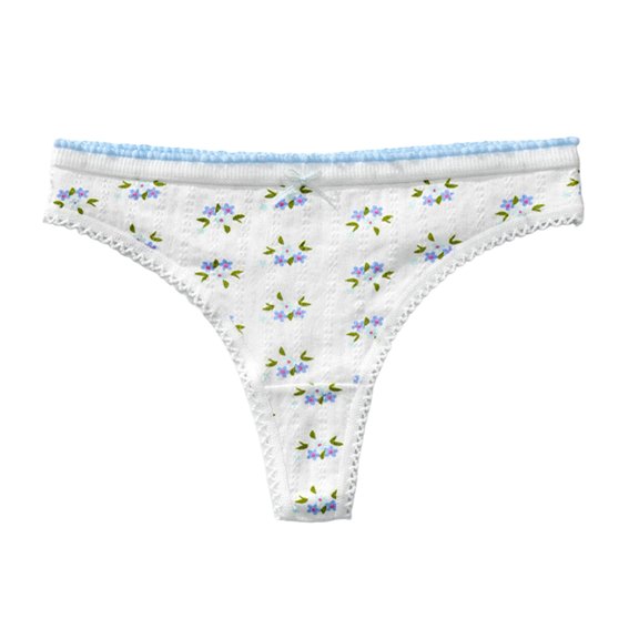 GEWSEY Women Edge Thong Sexy Cotton Panties Ladies Soft Lingerie Solid Low Rise Underwear (Sky Blue, S)